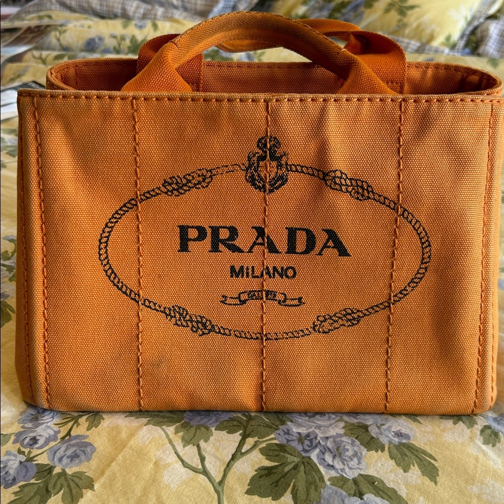 Prada Vibrant Orange Canvas Handbag